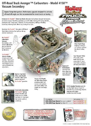 Holley 670 CFM Off-Road Truck Avenger Carburetor - 0-90670