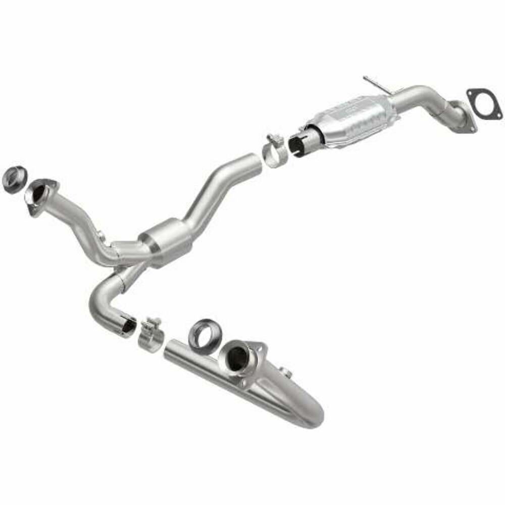 MagnaFlow direct-fit catalytic converter fits 2000-2005 Chevrolet Blazer, 2001-2004 Chevrolet GM S10, and additional vehicles and 2000-2005 GM Blazer 4WD 4.3L stainless steel CARB
