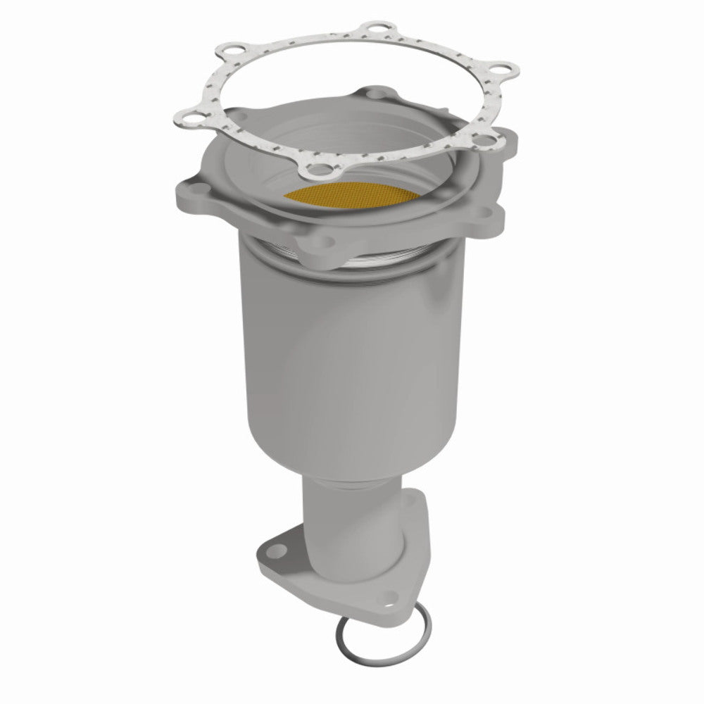 MagnaFlow direct-fit catalytic converter fits 2001-2004 Nissan Pathfinder and 2001-2003 INFINITI QX4, this and 2001-2004 Pathfinder passenger side frt OE passenger side stainless s