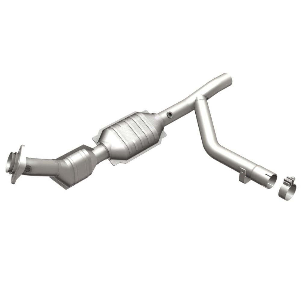 MagnaFlow direct-fit catalytic converter fits 2001 Ford F-150, 2001 Ford Expedition, and additional vehicles. Hardware is included to eliminate the hassle of working with corroded