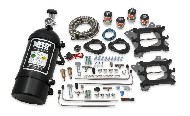 NOS 02010BNOS cheater wet nitrous system for 2x4 dual 4150 4-barrel carbu... -6AN 10 lb black plate carbureted