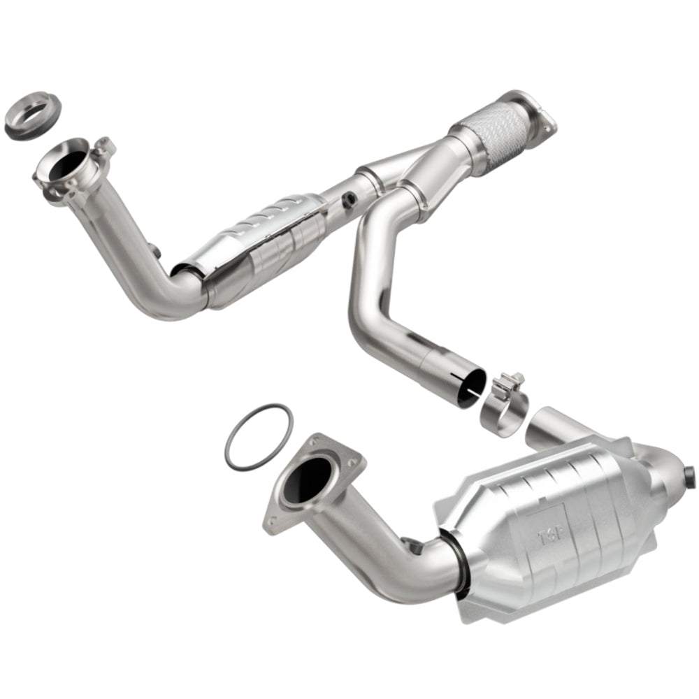 MagnaFlow direct-fit catalytic converter fits 2006-2009 Chevrolet Trailblazer, 2007-2009 GMC Envoy, and additional vehicles and 2006-2009 TB/Envoy 5.3/6.0 5.3 inch inlet/outlet sta