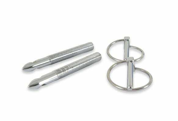 Mr. Gasket hood and deck pinning kits with screw on scuff plates chrome polished steel 1017