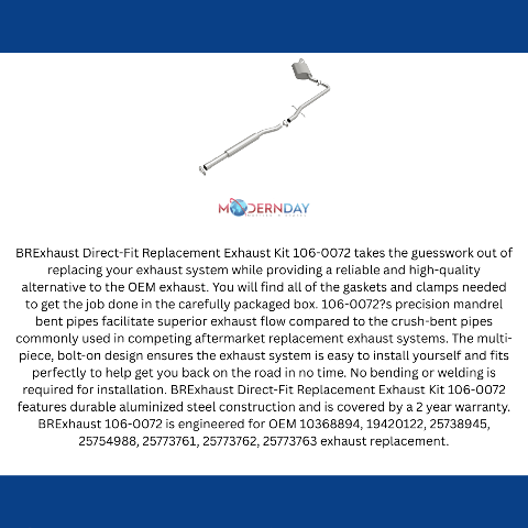 Fits 2000-2005 Pontiac Bonneville Direct-Fit Replacement Exhaust System 106-0072 aluminized steel
