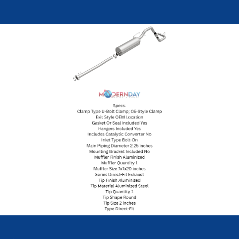 Fits 2000-2004 Toyota Tacoma 2.7L Direct-Fit Replacement Exhaust System 106-0219 aluminized steel