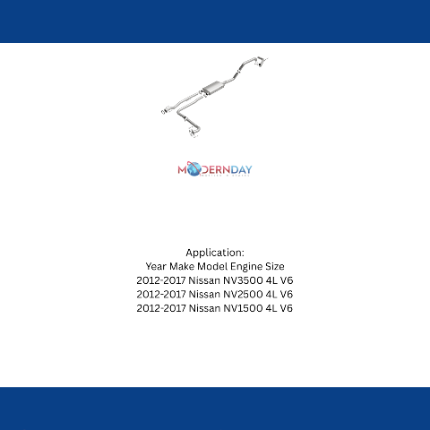 2012-2017 Nissan Direct-Fit Replacement Exhaust System 4.0L V6 106-0296 aluminized steel