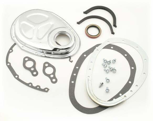 Mr. Gasket 2 piece quick change timing cover chrome SBC Chevy steel 1099