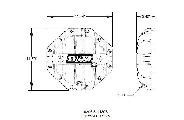 Hi-Tek Aluminum Differential Cover for Chrysler 9.25-inch - Black aluminum black anodized