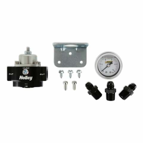 Holley Billet Bypass Fuel Pressure Regulator Kit 4.5-9 Psi W/Fittings & Gauge-12-840KIT