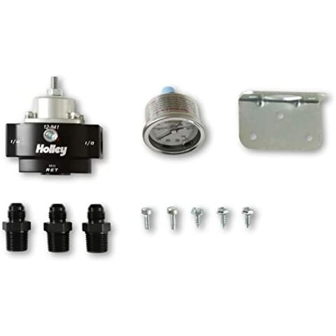 Holley Billet Bypass Fuel Pressure Regulator Kit 4.5-9 Psi W/Fittings & Gauge-12-841KIT