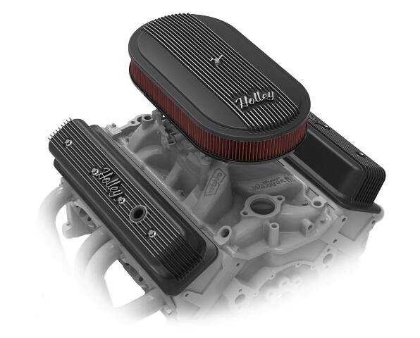 Holley Vintage Series Oval Air Cleaner - Satin Black Machined - 120-402