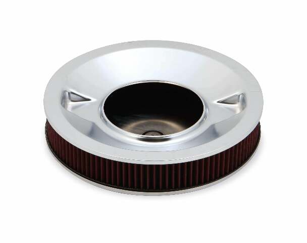 Holley 4500 drop base air cleaner chrome w/3 red washable gauze filter - 120-4530