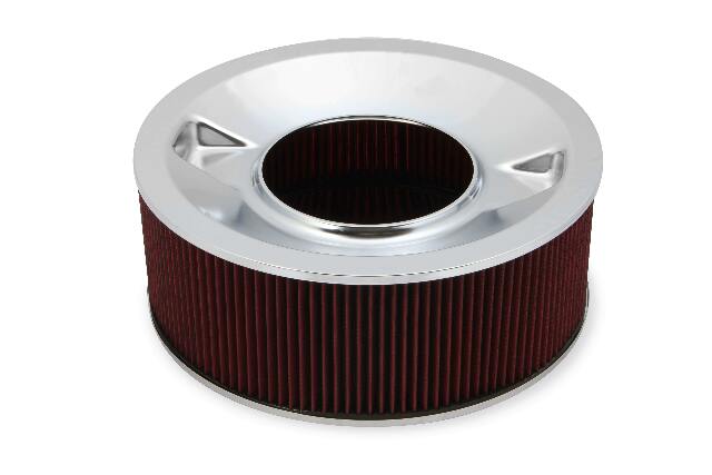 Holley 4500 Drop Base Air Cleaner Chrome w/6 Red Washable Gauze Filter - 120-4560