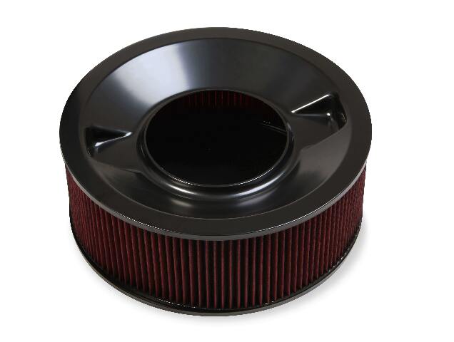 Holley 4500 Drop Base Air Cleaner Black w/6 Red Washable Gauze Filter - 120-4660