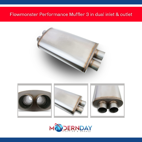 Performance Muffler 3 in Dual inlet & outlet 12599-FM 409 Stainless