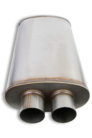 Performance Muffler 3 in Dual inlet & outlet 12599-FM 409 Stainless