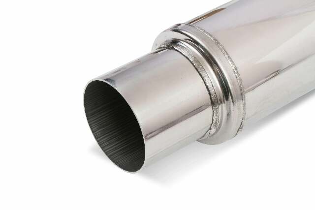 Round Performance Muffler 3.00 Inlet/ 3.00 Outlet 14419-FM Polished 12867