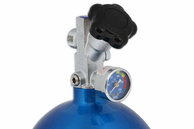 NOS nitrous bottle w/ blue finish and super hi flo valve 15 lb 14750NOS