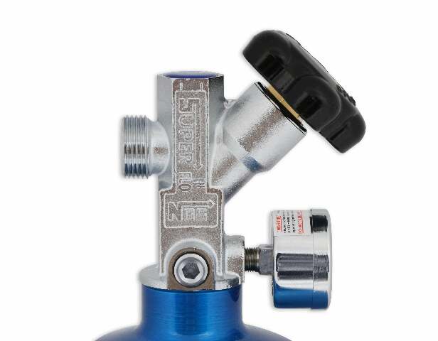 NOS nitrous bottle w/ blue finish and super hi flo valve 15 lb 14750NOS
