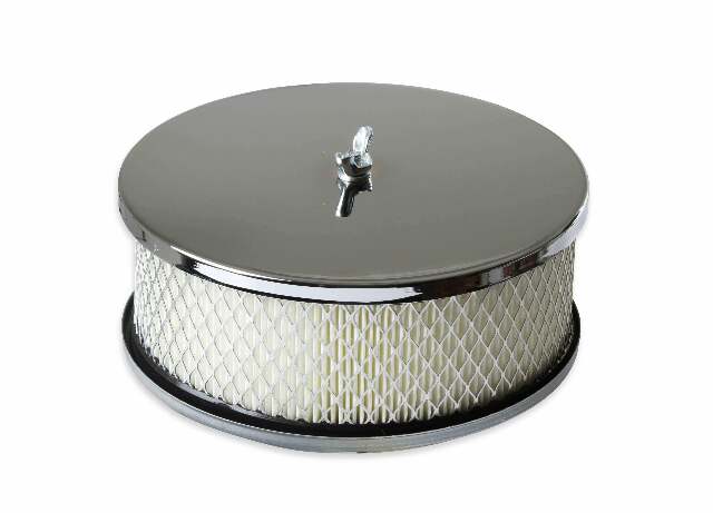 Mr. Gasket air cleaner 6 1/2 inch diameter, 2 7/16 inch tall chrome carburetor 6-1/2 inch diameter steel 1485