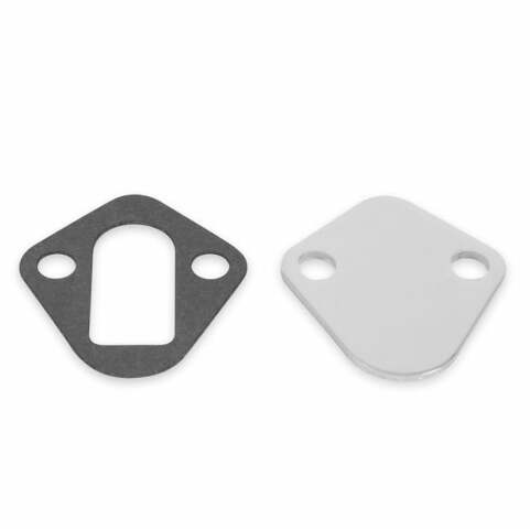 Mr. Gasket fuel pump block off plate Chevy chrome steel 1516