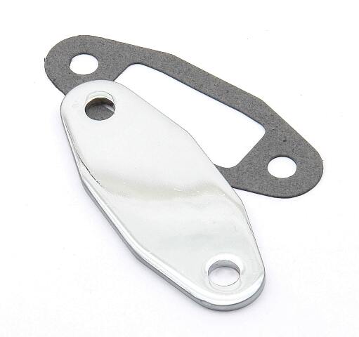 Mr. Gasket fuel pump block off plate chrome Ford steel 1517