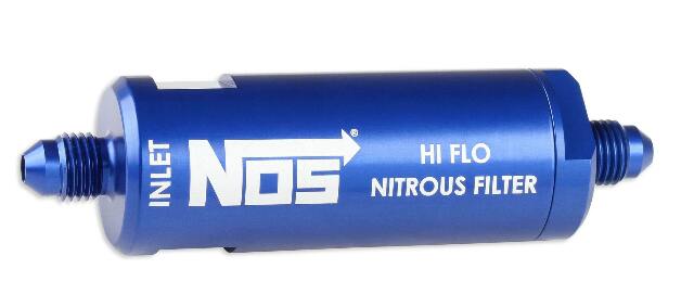 NOS in-line hi-flow nitrous filter, 4AN - blue -4AN stainless steel solenoid 15551NOS