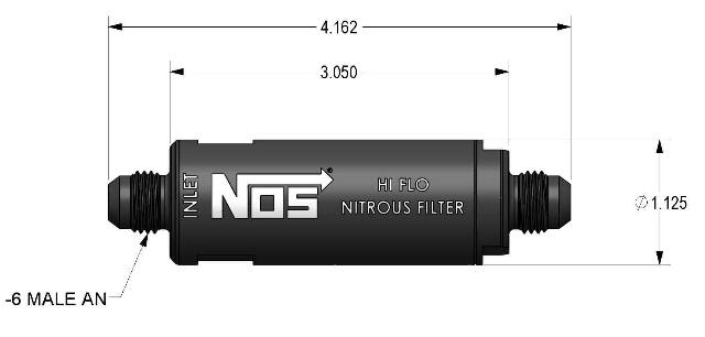 NOS in-line hi-flow nitrous filter, 6AN - black -6AN stainless steel solenoid 15556NOS