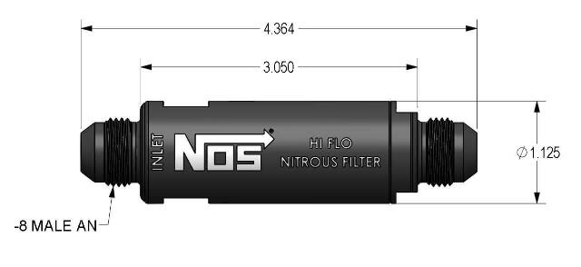 NOS in-line hi-flow nitrous filter, 8AN - black -8AN stainless steel solenoid 15559NOS
