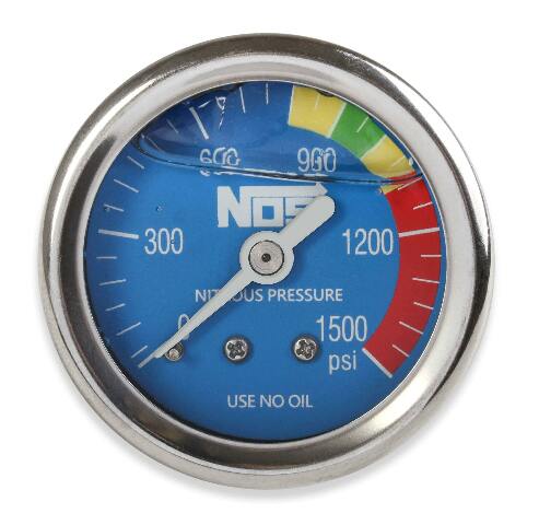 NOS nitrous gauge stainless steel blue black dry 15918NOS