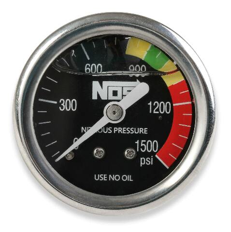NOS nitrous gauge stainless steel blue black dry 15919NOS