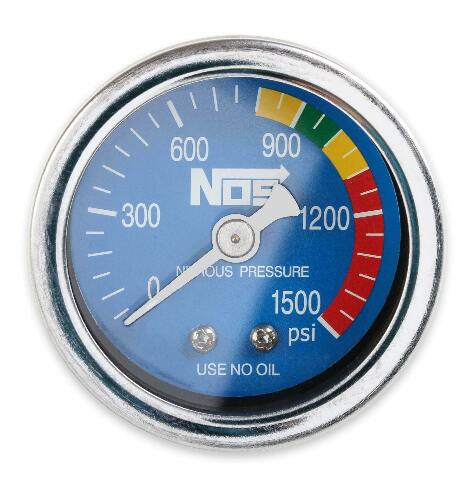 NOS nitrous gauge w/ adapter stainless steel blue black 15924NOS