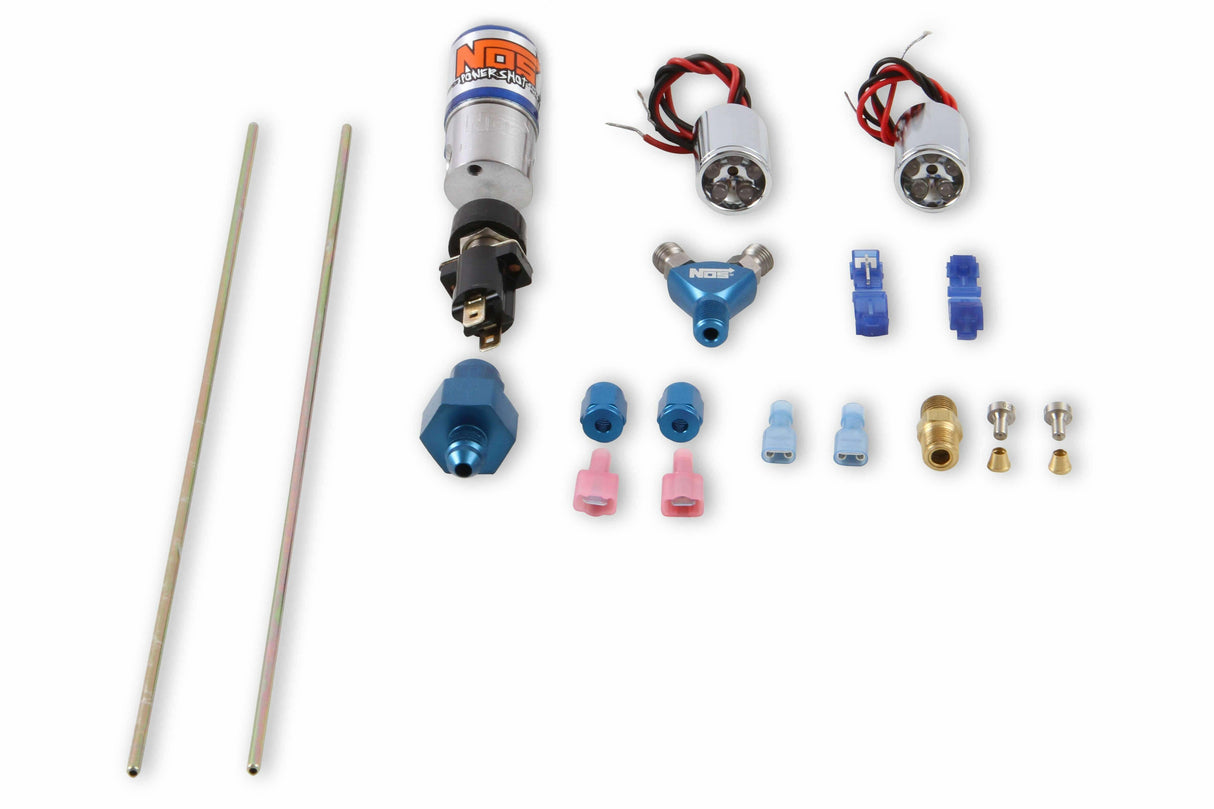 NOS ntimidator illuminated dual LED nitrous purge kit -4AN 4 foot blue solenoid 16037NOS