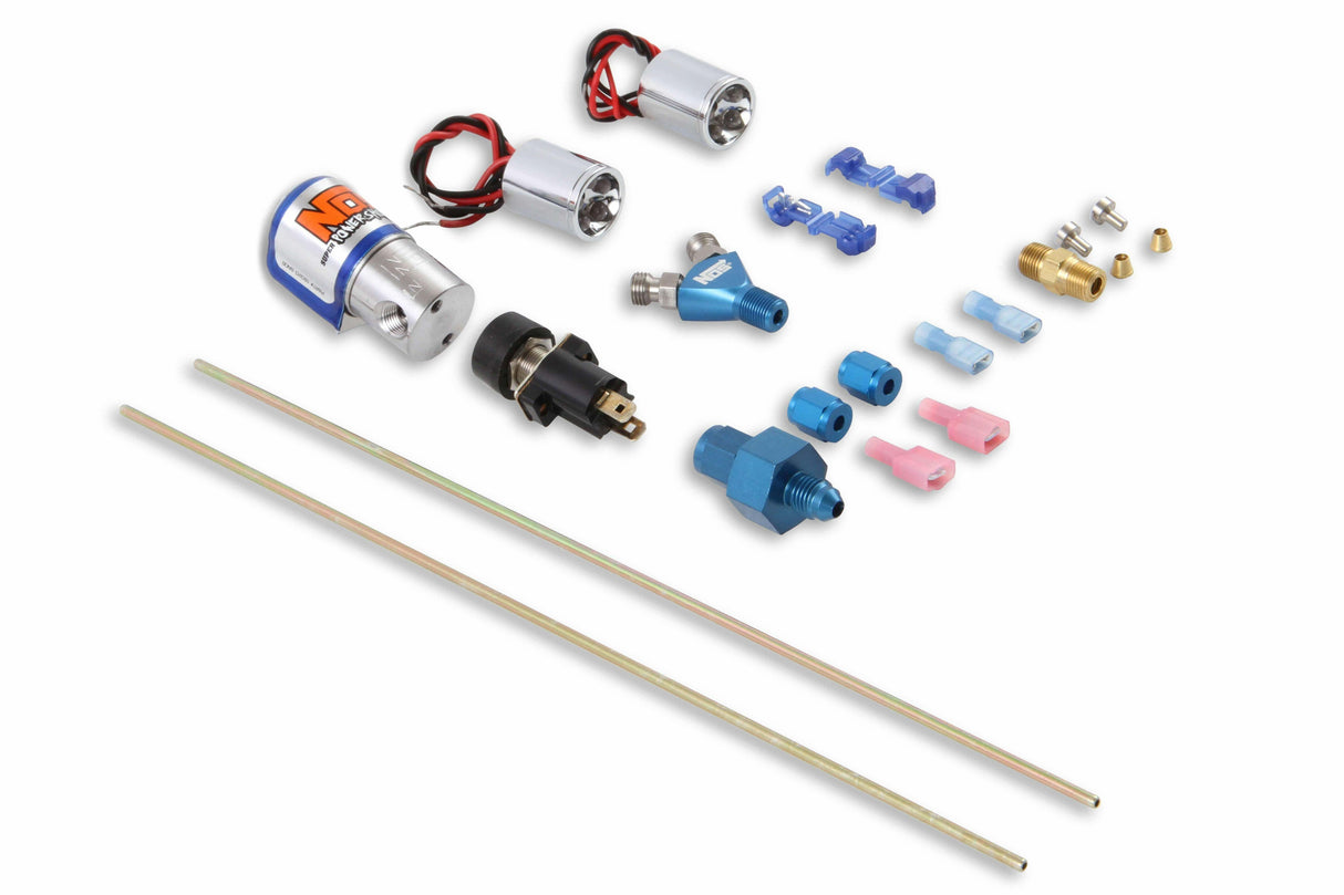 NOS ntimidator illuminated dual LED nitrous purge kit -4AN 4 foot blue solenoid 16037NOS