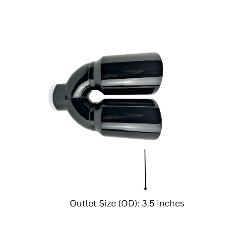 2.5" ID X3.5"X10.5" Dual Double Wall Slant Cut S/S Black Exhaust Tip 1626BK