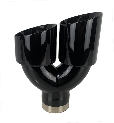3" IDX4"X10" -Dual Double Wall Slant Cut S/S Black Exhaust Tip Side Angle 1640BK