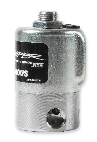 NOS sniper nitrous solenoid 250 max HP 1/4 NPT inlet 1/8 NPT outlet stainless steel black purge 18018NOS