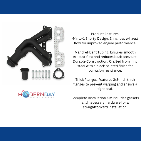Shorty Header for 75-88 Toyota Pickup w/ 20R/22R, Black Painted - 19000FLT performance headers