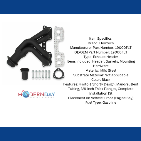 Shorty Header for 75-88 Toyota Pickup w/ 20R/22R, Black Painted - 19000FLT performance headers