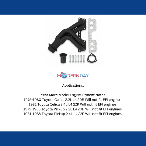 Shorty Header for 75-88 Toyota Pickup w/ 20R/22R, Black Painted - 19000FLT performance headers
