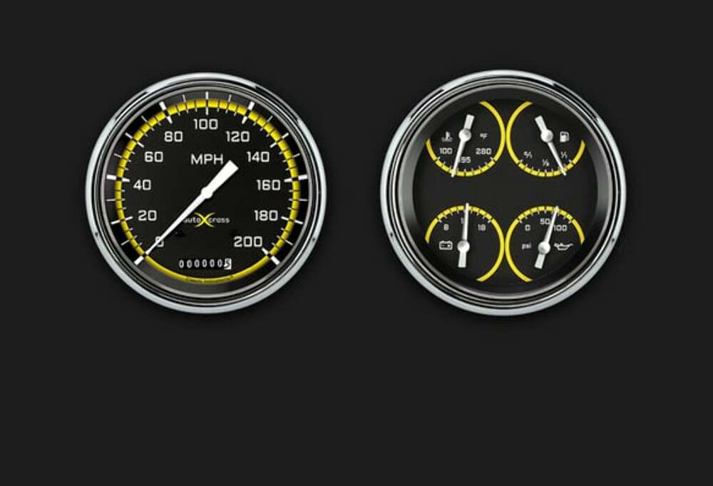 1947-53 AutoCross Yellow Truck Package CT47AXY52 for 1947-1953 dash gauge cluster