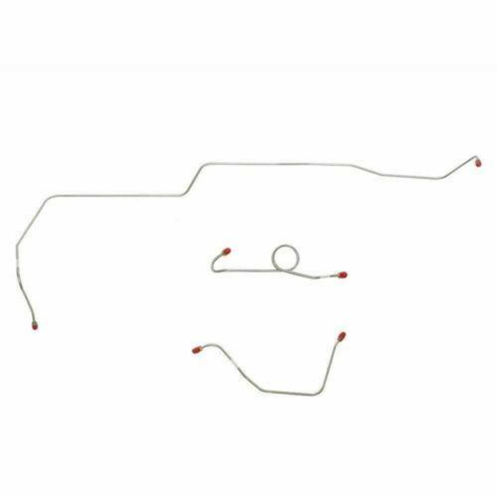 t 1966 Ford Mustang Front Brake Line w/ Power Drum Brakes 3 Piece - ZKT6602SS Fine Lines