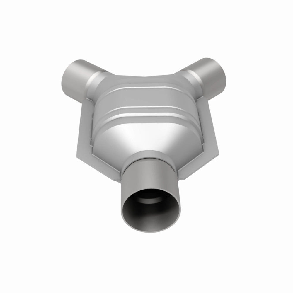 MagnaFlow universal catalytic converter driver side 2.25 inch inlet/outlet stainless steel Federal EPA compliant OBDII 91042
