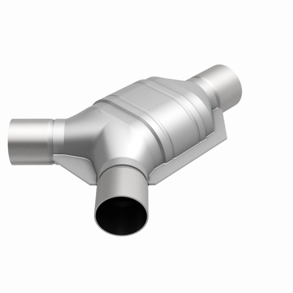 MagnaFlow universal catalytic converter driver side 2.25 inch inlet/outlet stainless steel Federal EPA compliant OBDII 91042