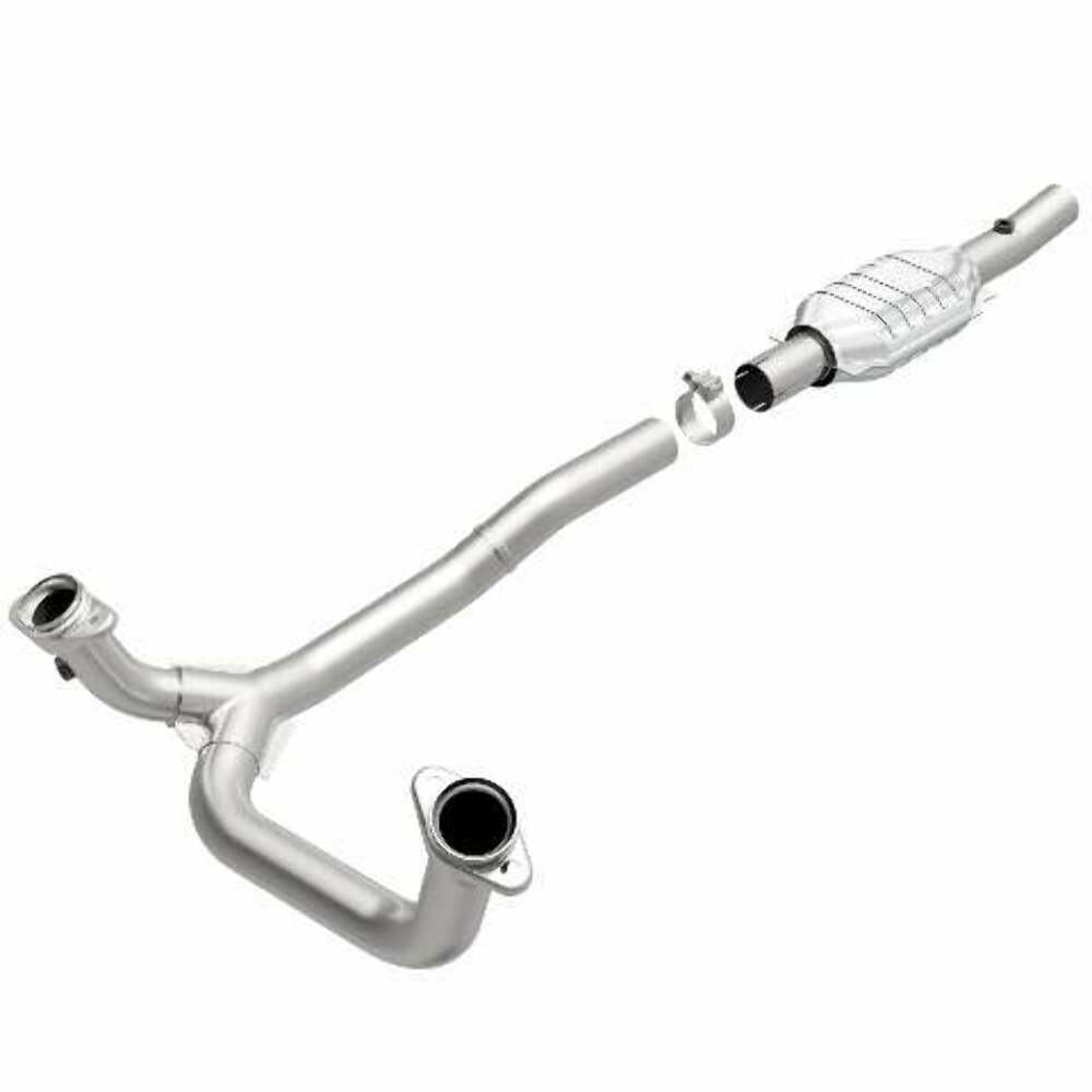 MagnaFlow direct-fit catalytic converter fits 1996 Ford E-150 Econoline, 1996 Ford E-350 Econoline Club Wagon, and more, this and 1996 Ford E-150 Econoline stainless steel Federal