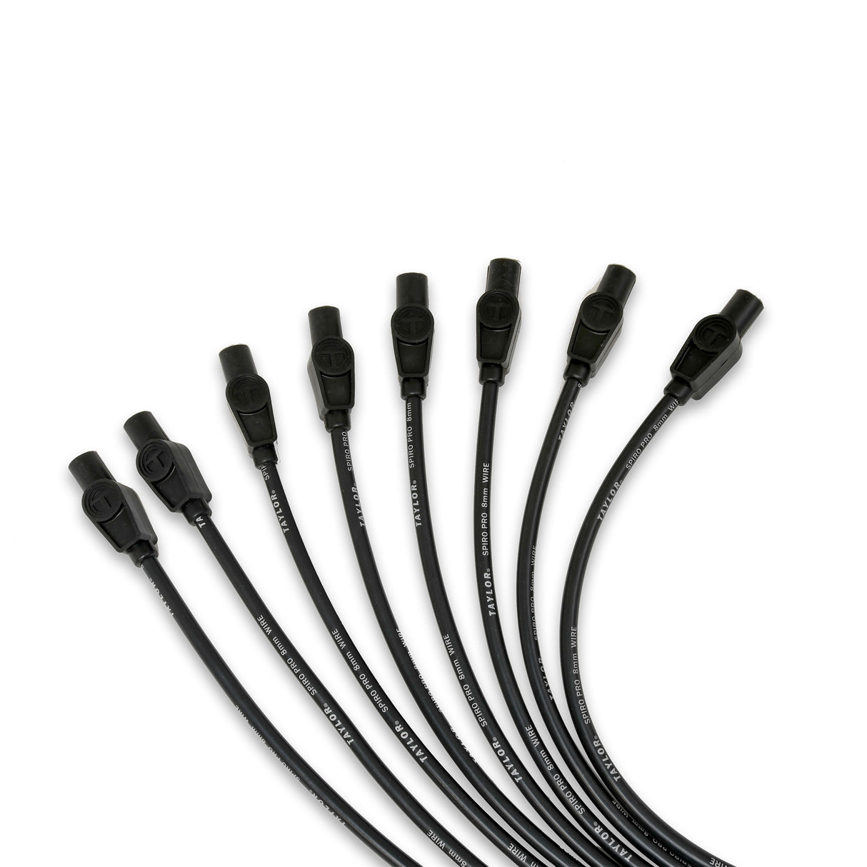 Spark Plug Wire Set Universal 8mm Silicone Spiro Pro 180? 350 ohm/ft Black 73055
