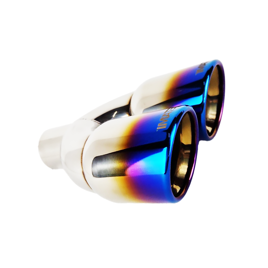t 2.25" ID/3.5" OUT/9.5" Dual Double Wall Slant Cut Exhaust Tip-Blue NT-2568BL Mach Speed