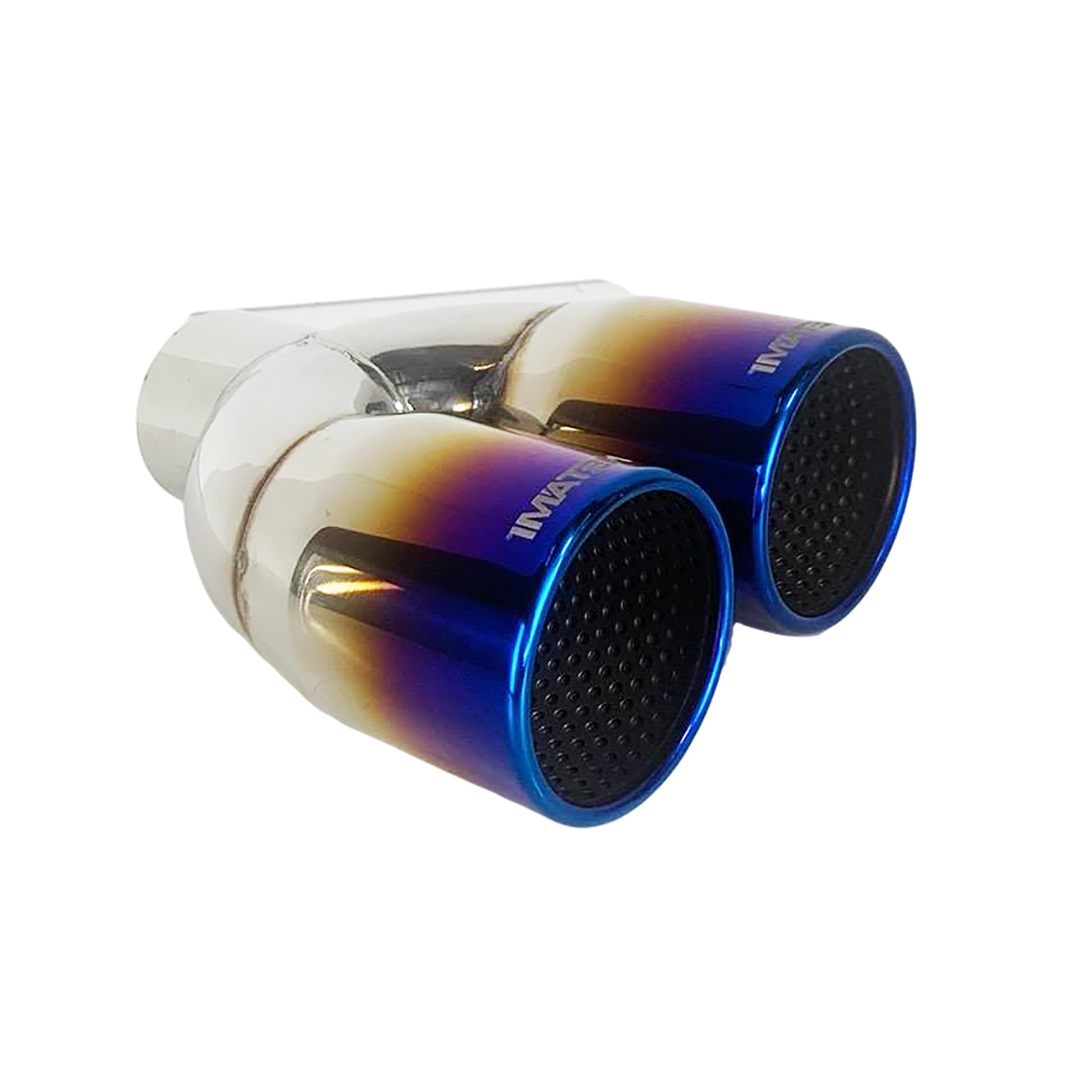 t 2.25" ID/3" OUT/8" Single Wall w/Resonator Slant Cut Exhaust Tip-Blue NT-1630BL Mach Speed