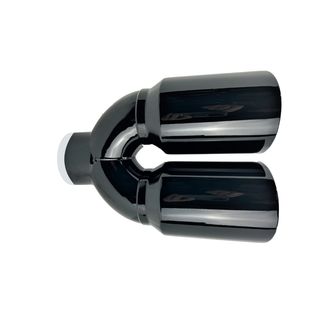 t 2.5" ID X3.5"X10.5" Dual Double Wall Slant Cut S/S Black Exhaust Tip 1626BK Mach Speed