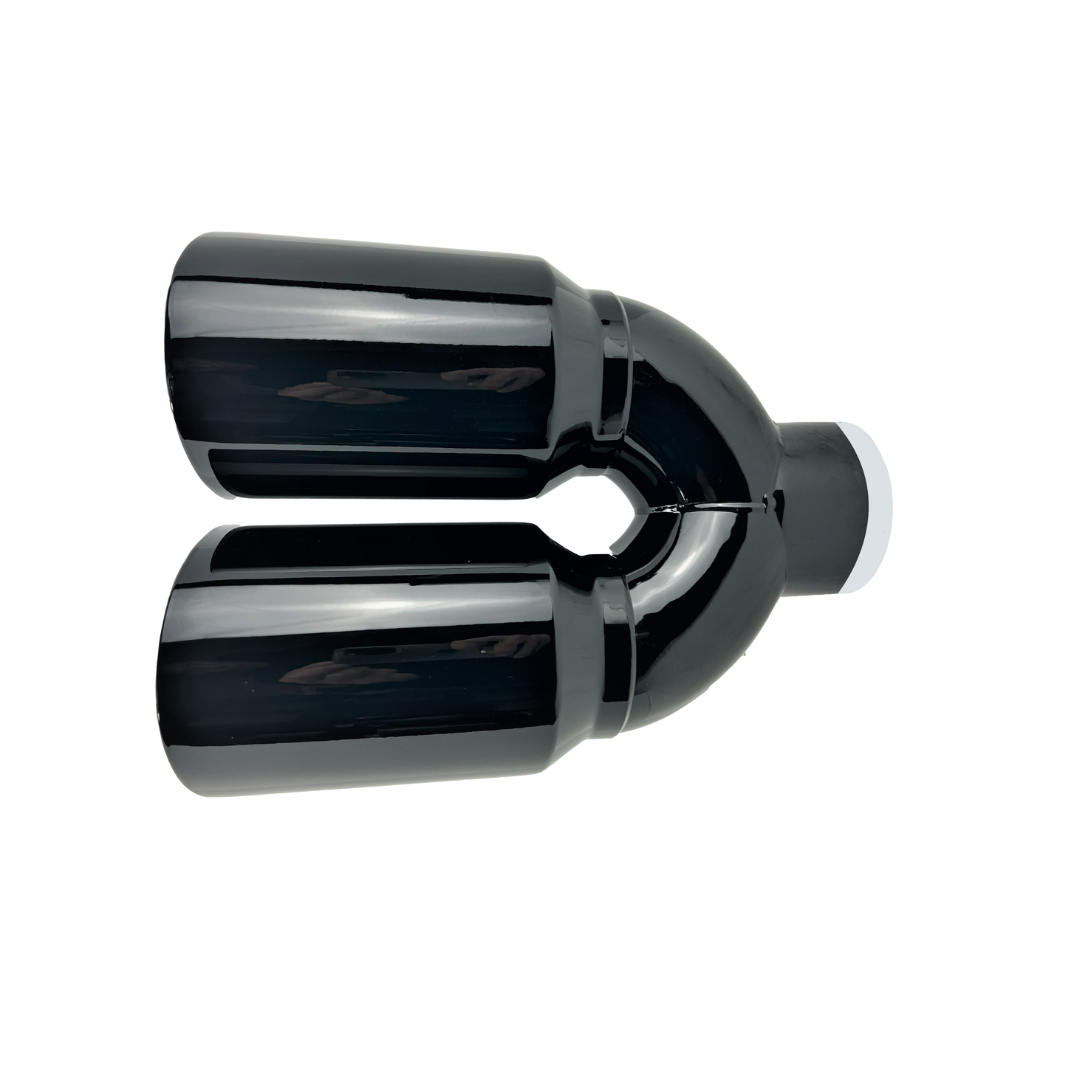 t 2.5" ID X3.5"X10.5" Dual Double Wall Slant Cut S/S Black Exhaust Tip 1626BK Mach Speed
